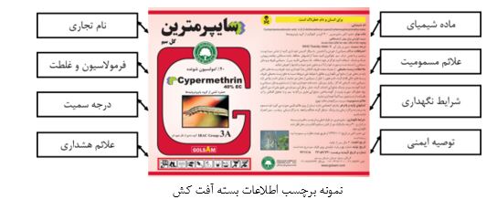 اطلاعات روی لیبل سموم شرکت سمپاشی بهار